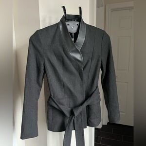 Iris Setlakwe Black Belted Blazer with faux leather Collar